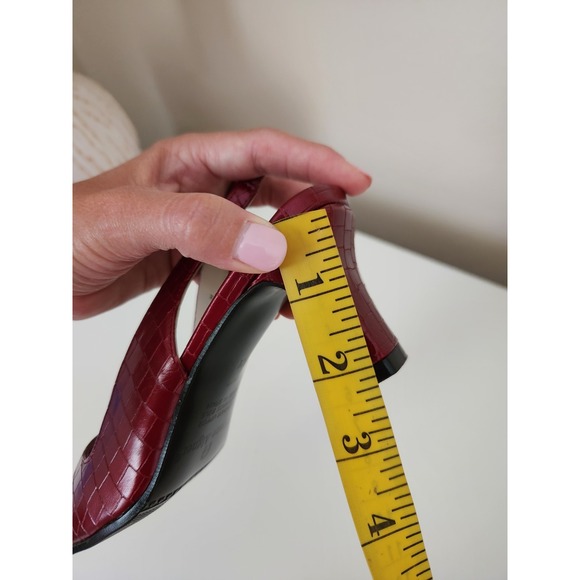 Etienne Aigner Womens Leather High Heels Shoes Red Mahogany Made In Spain Sz 6M - Picture 11 of 12